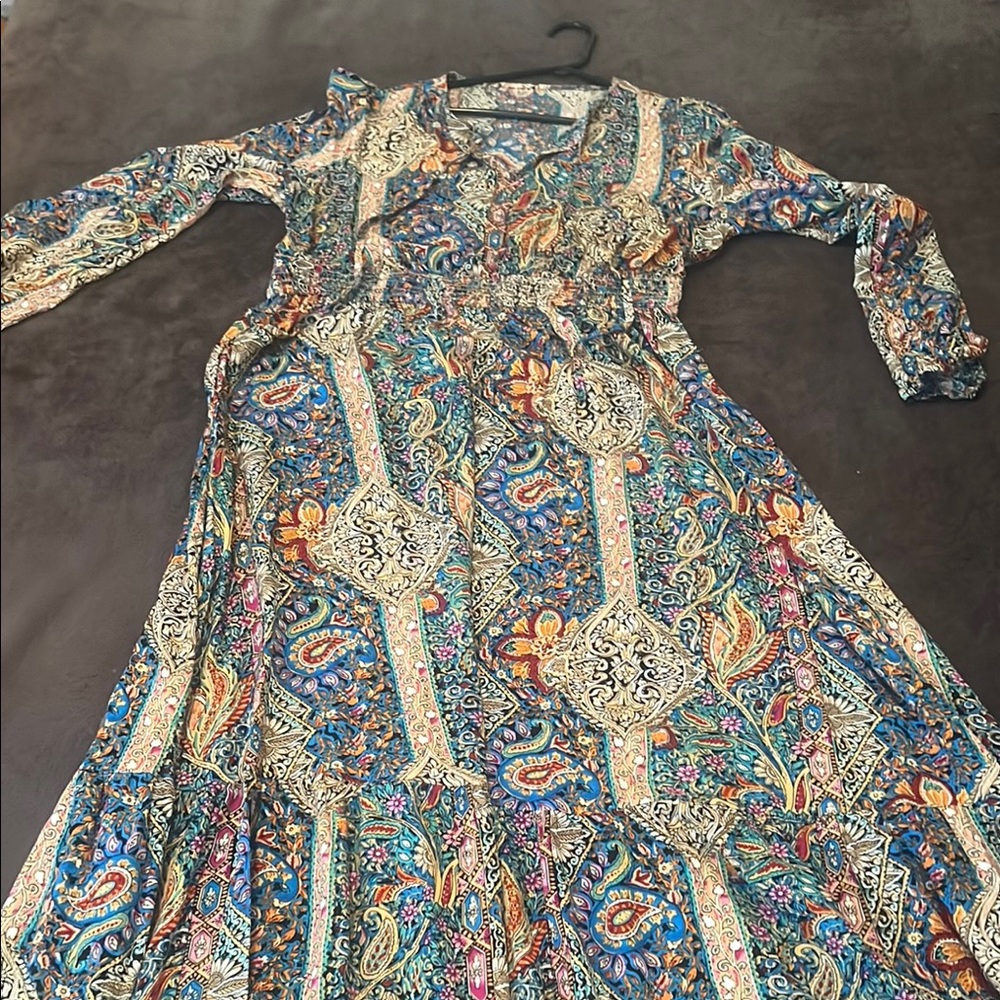 Multicolor Paisley Print Maxi Dress